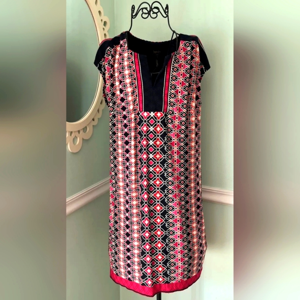 Laundry By Shelli Segal - Dress Womens Geometric Print Size M Cap Sleeve